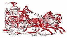 Old fashioned horse-drawn fire engine.