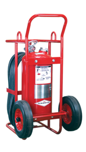 Wheeled engine fire extinguisher